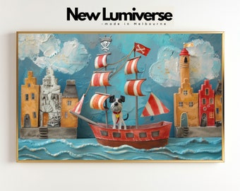 Schnauzer Pirate Ship Art for Samsung Frame TV (Digital Download)