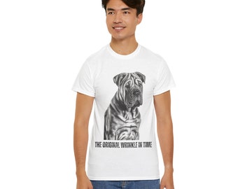 Shar Pei T-Shirt: 'The Original Wrinkle in Time' - Fun Dog Lover Tee -