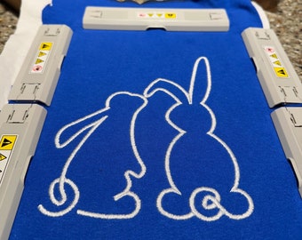 Easter Bunny Split Side Bow Embroidery Design 4 Sizes - File formats in pes,dst,jef,xxx,exp,vip,vp3, bow, side, popular, trending, seam,