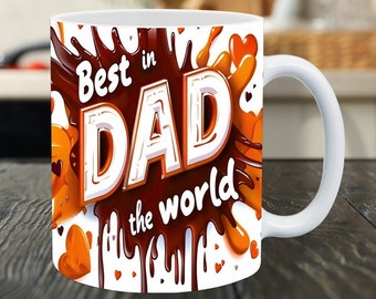 Best Dad In The World, 3D Mug Wrap, Father Child Love Inflated 11oz & 15oz Mug PNG Fathers day, Gift for Him, Sublimation Design Download