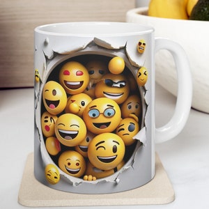 3D Smiley Emoji Becherverpackung, 11 Unzen und 15 Unzen Bechervorlage, Becher Sublimationsdesign, Kaffeeliebhaber Becher wickeln PNG, Vorlage, sofortiger digitaler Download