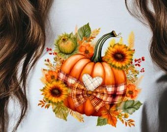 Boho Floral Pumpkin PNG — Fall Sublimation for Shirts & Crafts | Instant Download Pumpkin Bow