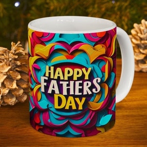 Father&#39;s Day 3D Mug Wrap, Dad Mug Wrap, 11oz & 15oz Mug Template, Sublimation Design, Instant Digital Download, Gift for Him, coffee cup png