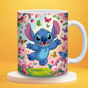 Tazza con motivo a barca con fiori e cuciture 3D, design a sublimazione per tazza 3D in formato PNG, tazza da 11 oz e 15 oz con motivo a cartoni animati, download digitale istantaneo