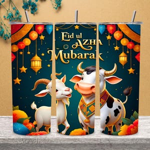 Eid ul Azha 20oz Tumbler Wrap PNG – Islamic Sublimation Design for Bakra Eid | Instant Digital Download