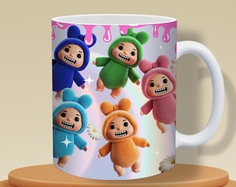 Paquete PNG de envolturas para tazas con dibujos de animales embrujados: Sublimación de personajes kawaii (descarga digital)