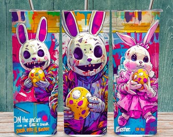 Creepy Bunny Tumbler Wrap: Spooky Halloween Sublimation Design (Digital Download