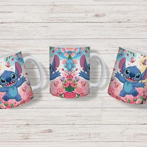 stitch mug png, floral stitch design, 11oz mug wrap, sublimation template, instant download png, diy mug design, commercial use png, stitch sublimation, 15oz mug png, disney mug wrap, sublimation bundle, cartoon cup design, mug wrap bundle