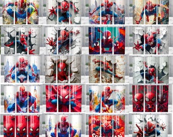50 3D Spiderman Tumbler Wrap Bundle, Spider Man Tumbler Wrap PNG, 20 oz Skinny Tumbler Wrap, Spider Man Tumbler Wrap PNG Download