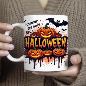 Halloween Horror Mug Wrap PNG – 11 & 15 oz Spooky Sublimation Template | Instant Digital Download