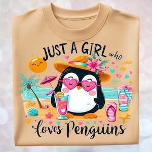 ペンギンが大好きな女の子のTシャツ | 面白いペンギンのグラフィックTシャツ | かわいい動物好きのシャツ | 彼女へのユーモアギフト