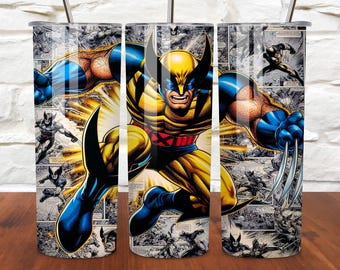 Wolf Superhero 20 Unzen Skinny Tumbler Wrap & Maus Pad PNG | Hochauflösend 300 DPI | Sofortiger digitaler Download | Superhelden Becher