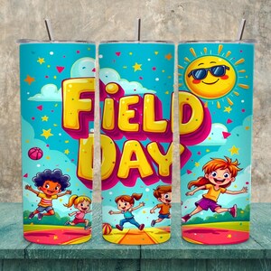 Summer Vibes Field Day Tumbler Wrap 2025 | Tropical Beach 20oz Skinny Tumbler Design, Bruh It's Summer PNG | Natychmiastowe pobranie cyfrowe