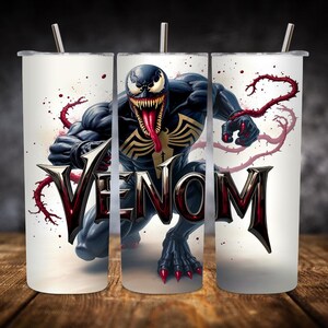 Venom tumbler wrap, superhero tumbler PNG, black hero tumbler, cartoon tumbler wrap, comic tumbler design, 20oz skinny tumbler, superhero wrap design, digital tumbler PNG, action hero tumbler, edgy tumbler design, comic book tumbler