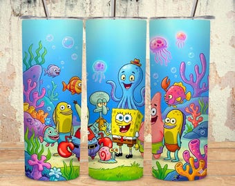 Wrap de Bob Esponja de 20 oz (PNG) – Diseño de dibujos animados instantáneos, descarga digital