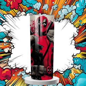 3D Deadpool 90s Cartoon character tumbler wrap, 20 oz tumbler sublimation designs, best selling tumbler wraps png, digital download product, marvel Cartoon character, marvel superhero tumbler,