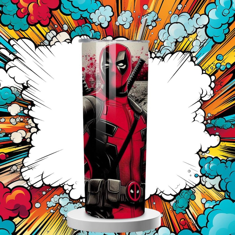 3D Deadpool 90s Cartoon character tumbler wrap, 20 oz tumbler sublimation designs, best selling tumbler wraps png, digital download product, marvel Cartoon character, marvel superhero tumbler,