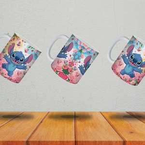 stitch mug png, floral stitch design, 11oz mug wrap, sublimation template, instant download png, diy mug design, commercial use png, stitch sublimation, 15oz mug png, disney mug wrap, sublimation bundle, cartoon cup design, mug wrap bundle
