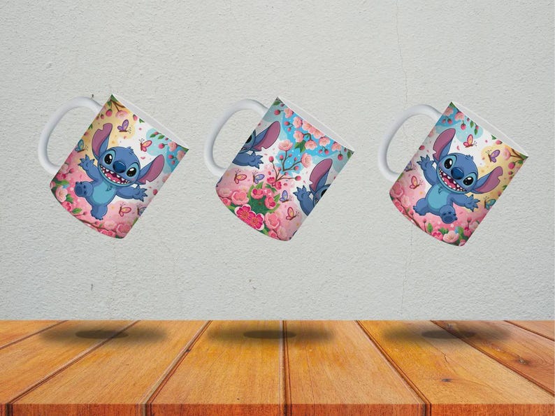 stitch mug png, floral stitch design, 11oz mug wrap, sublimation template, instant download png, diy mug design, commercial use png, stitch sublimation, 15oz mug png, disney mug wrap, sublimation bundle, cartoon cup design, mug wrap bundle