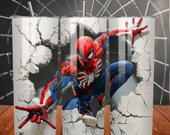 3D Spiderman Tumbler Wrap Instant Download, Spider man Tumbler 20 oz Wrap, Cartoon Character Sublimation Tumbler, Spider-man Digital Designs