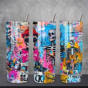 Sarcastic Skeleton tarot cards style 20oz skinny tumbler wrap, witchy aesthetic Halloween tumbler, Sarcastic Tarot Card sublimation PNG Wrap