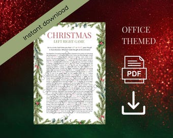 Office Left Right Christmas Game Printable, Workplace Holiday Gift Exchange, Office Party Game PDF, Secret Santa Game, Corporate Activity