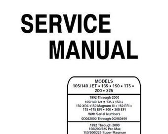 Mercury-Mariner 2-takts 105, 140JET, 135, 150, 175, 200 och 225 utombordsmotor servicemanual R3 2002