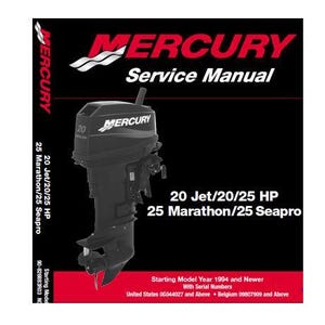 Mercury-Mariner 2 Stroke 20hp and 25hp service manual 2002.  15 Marathon, 15 Sea Pro, 20 Jet, 20, 25, 25 Marathon and 25 Seapro & Super 15