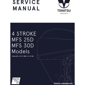 Tohatsu MFS 25D (25HP) MFS 30D (30HP) Outboard engine 4 Stroke 3 Cylinder Fuel Injected service manual 2022 revision