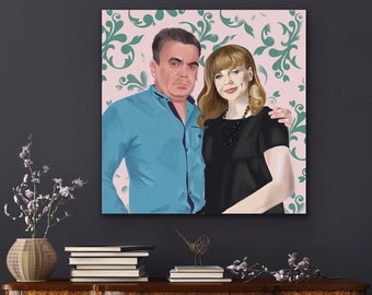 Custom Couple Portrait from Photo, Personalized Anniversary Gift (Digital)