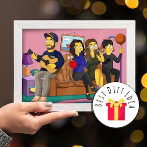 Die Simpsons Portrait, Benutzerdefinierte Familien Portrait, Lustige Cartoon Portrait Geschenk Ideen, Paar Geschenk Ideen, Geschenk für Sie, Geschenk für Ihn
