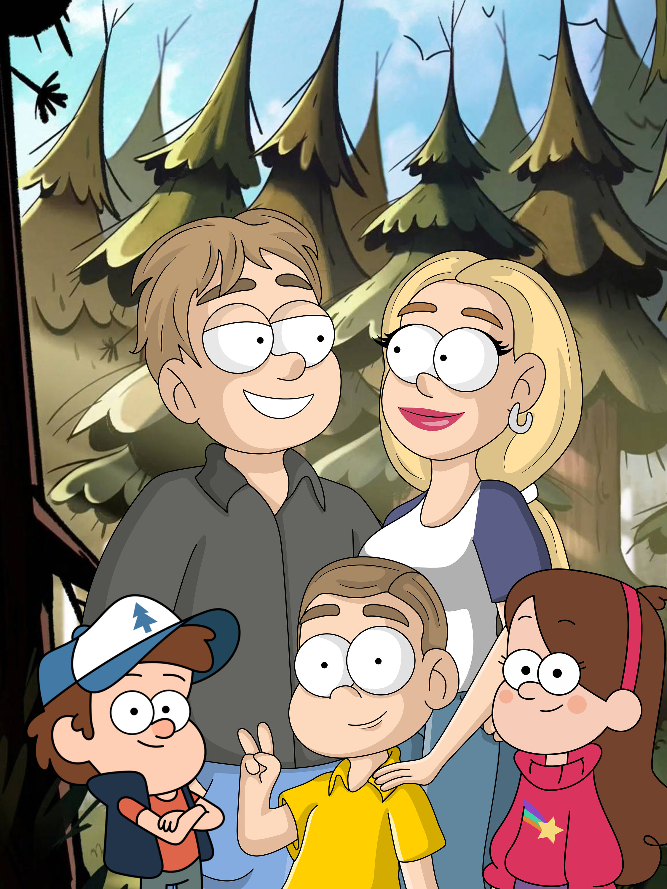 Gravity Falls, Custom Gravity Falls Family Portrait, Portrait in Cartoon Style, Personalized