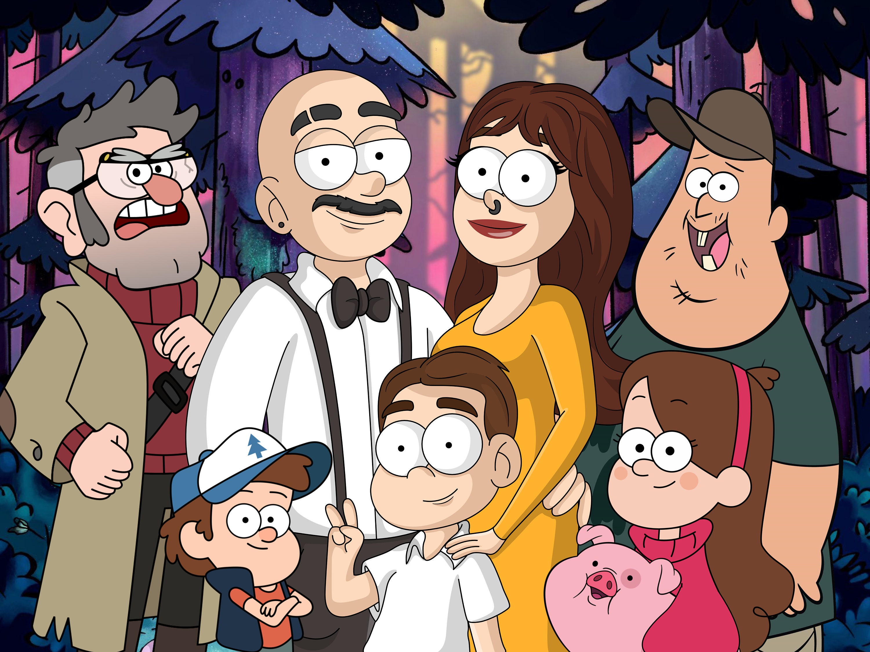 Gravity Falls, Custom Gravity Falls Family Portrait, Portrait in Cartoon Style, Personalized