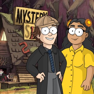 Gravity Falls, retrato de família personalizado de Gravity Falls, retrato em estilo desenho animado, retrato de família personalizado, desenho de namorada, presente para uma criança!