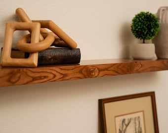 Handmade White Oak Floating Shelf: Modern Kitchen, Bathroom, or Living Room