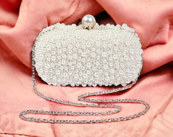 Weiße Clutch-Tasche | Hochzeit Clutch für Braut | Perle Clutch Tasche | Hochzeit Clutch | Hochzeits-Tasche