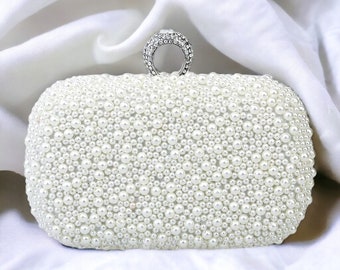 Pochette bianca di lusso/borsa a spalla/pochette da matrimonio per sposa/pochette/pochette da matrimonio/pochette da donna