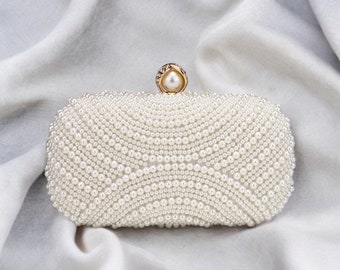 Luxury White Clutch Bag | Beading Shoulder Handbag | Wedding Clutch for Bride | Clutch Bag | Wedding Clutch | Ladies Clutch Handbag