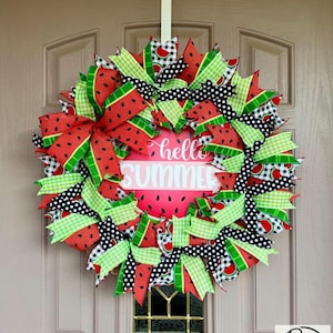 Watermelon Wreath, Welcome Watermelon, Burlap Wreath, Front Door Summer Wreath, Watermelon Decor, Watermelon Door, Summer Wreath, Welcome