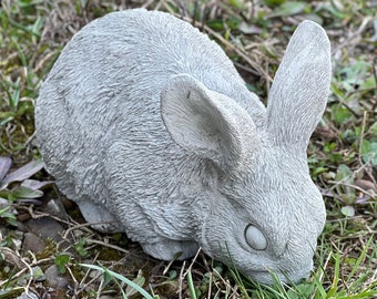 Stone Bunny Sculpture Garden Rabbit Statue Concrete Hare Lawn Ornament Yard Ornament Decoration Cement Rabbit Statuary Backyard Patio Figure