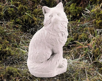 Cat Garden Statue Concrete Cat Sculpture Outdoor Memorial Garden Realistic Sitting Figure For Feline Lover Stone Figurine Pet Lover Gift