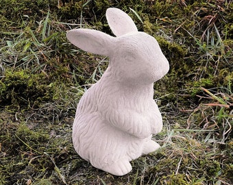 Rabbit Concrete Statue Realistic Bunny Figure Sitting Detailed Rabbit Figurine Cement Animal Lawn Ornament Made in USA