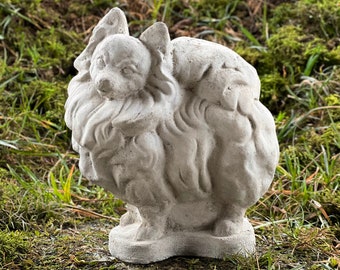Concrete Pomeranian Garden Statue Memorial Pet Lover Cement Grave Sculpture Pomeranian Puppy Figurine Dog Outdoor Memorial Backyard decor