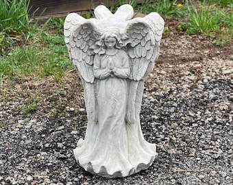 Statue d'anges de jardin en béton Sculpture de trois anges chérubin en pierre ange gardien décoration de tombe commémorative en ciment statuaire extérieure