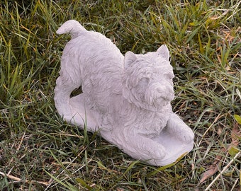 Concrete Scottie Statue Garden Scottish Terrier Figurine Stone West Highland Terrier Sculpture Puppy Outdoor Lawn Ornament Yard Art Decor