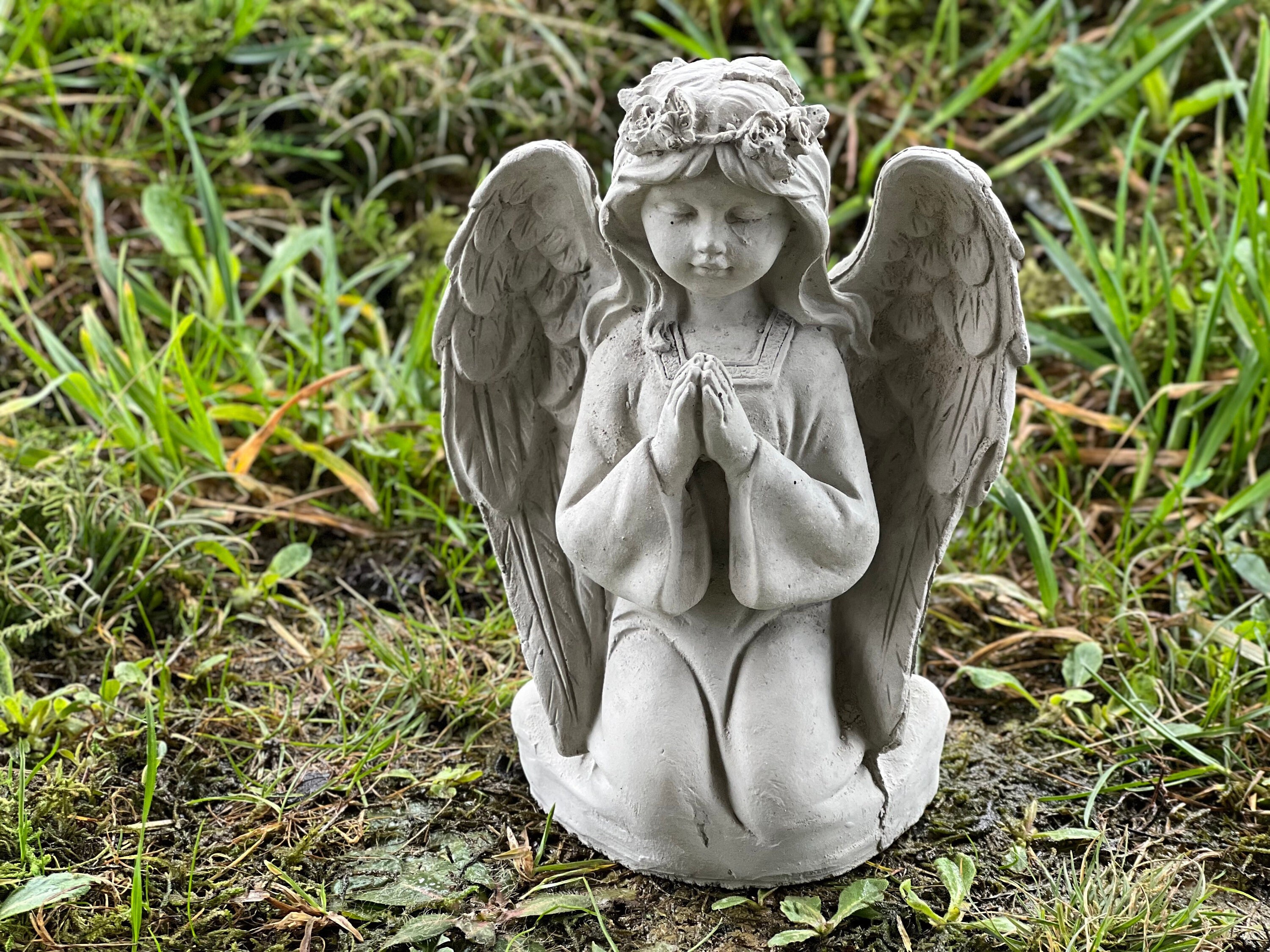 Angel Garden Statue Stone Outdoor Figurine Concrete Angel Sculpture ...