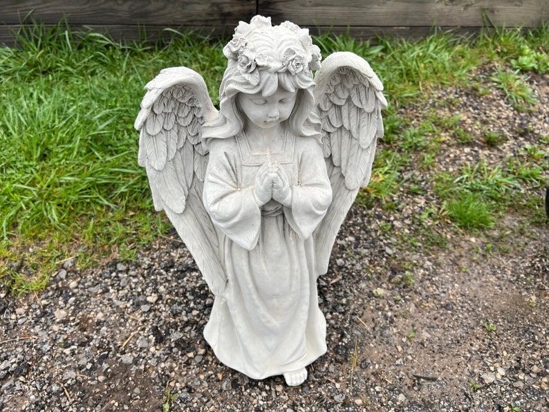 Huge Angel Sculpture Concrete Memorial Cherub Statue Memorial Guardian ...