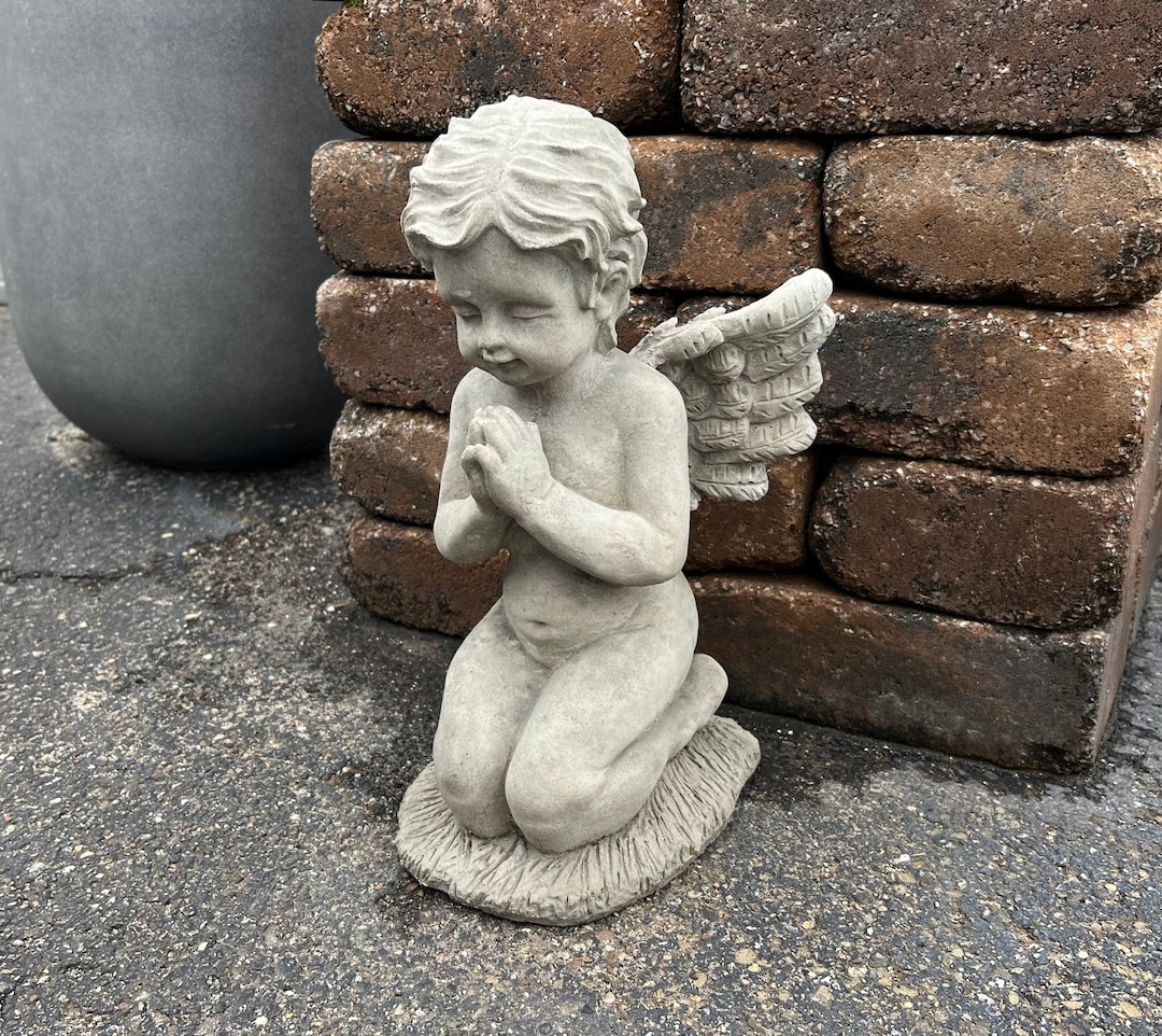 Angel Prayer Statue Cement Cherub Lawn Ornament Religious Baby Angel ...