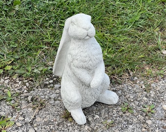 Statue de jardin de lapin, sculpture de lièvre en pierre, figurine de lapin en béton, statuaire d'animal d'extérieur, ornement de forêt, décoration de jardin