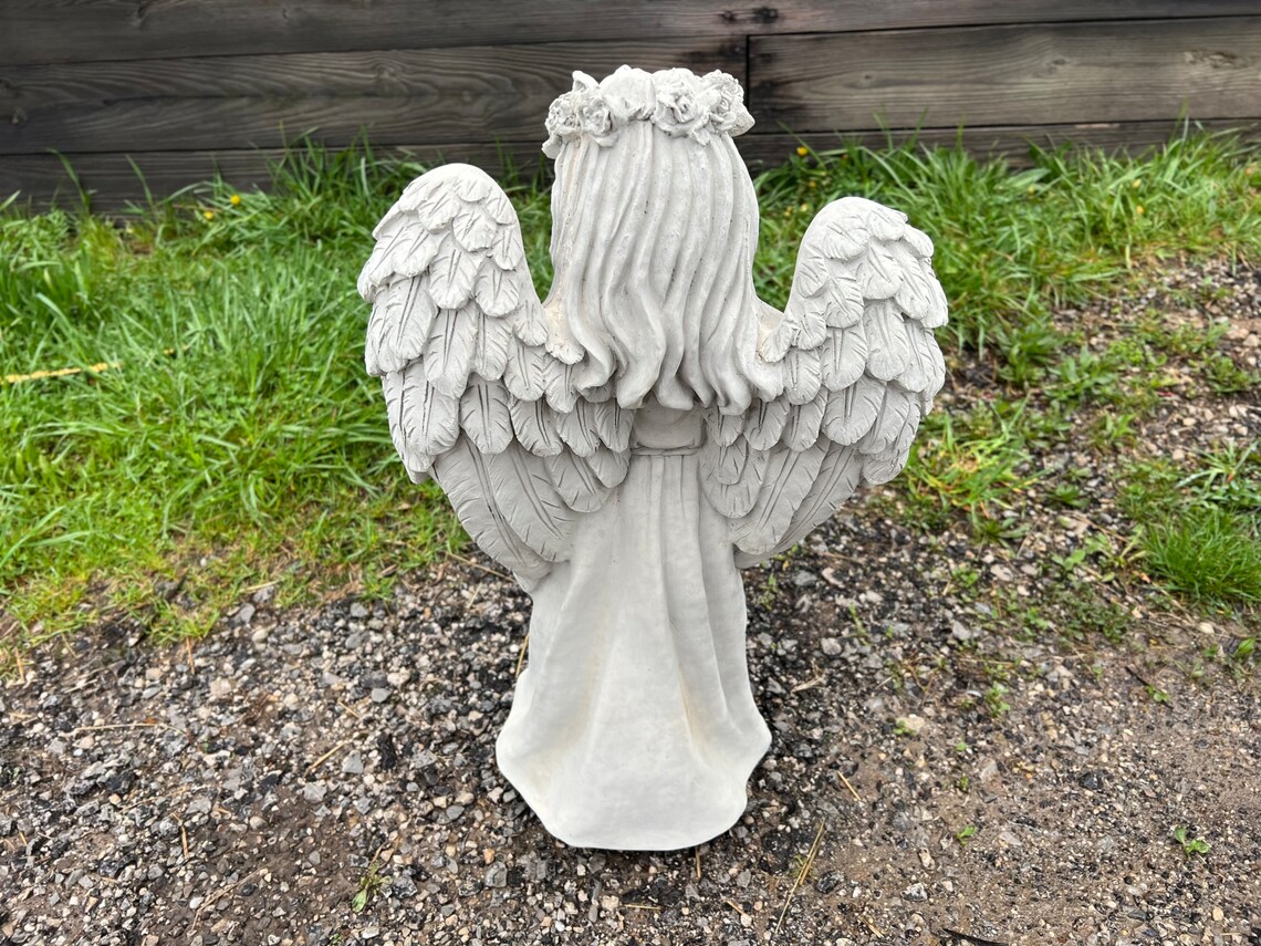 Huge Angel Sculpture Concrete Memorial Cherub Statue Memorial Guardian ...